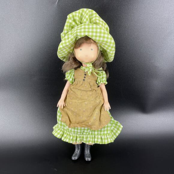 Vintage 1976 KTC Knickerbocker Holly Hobbie 11 in Amy Doll Green Gingham Outfit